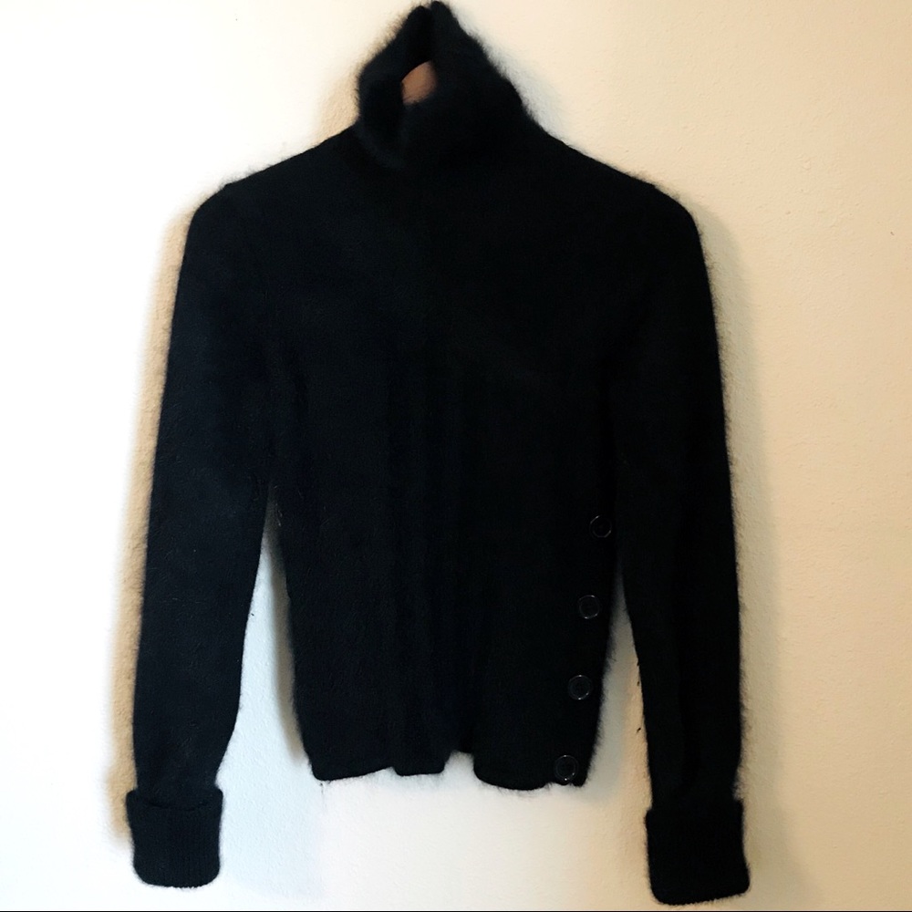 Softest Black Angora Turtleneck Sweater M